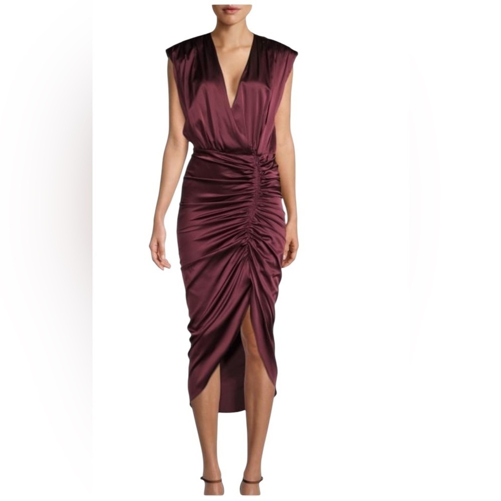 Veronica Beard Red Asymmetrical Ruched Cocktail Gown Size 2.